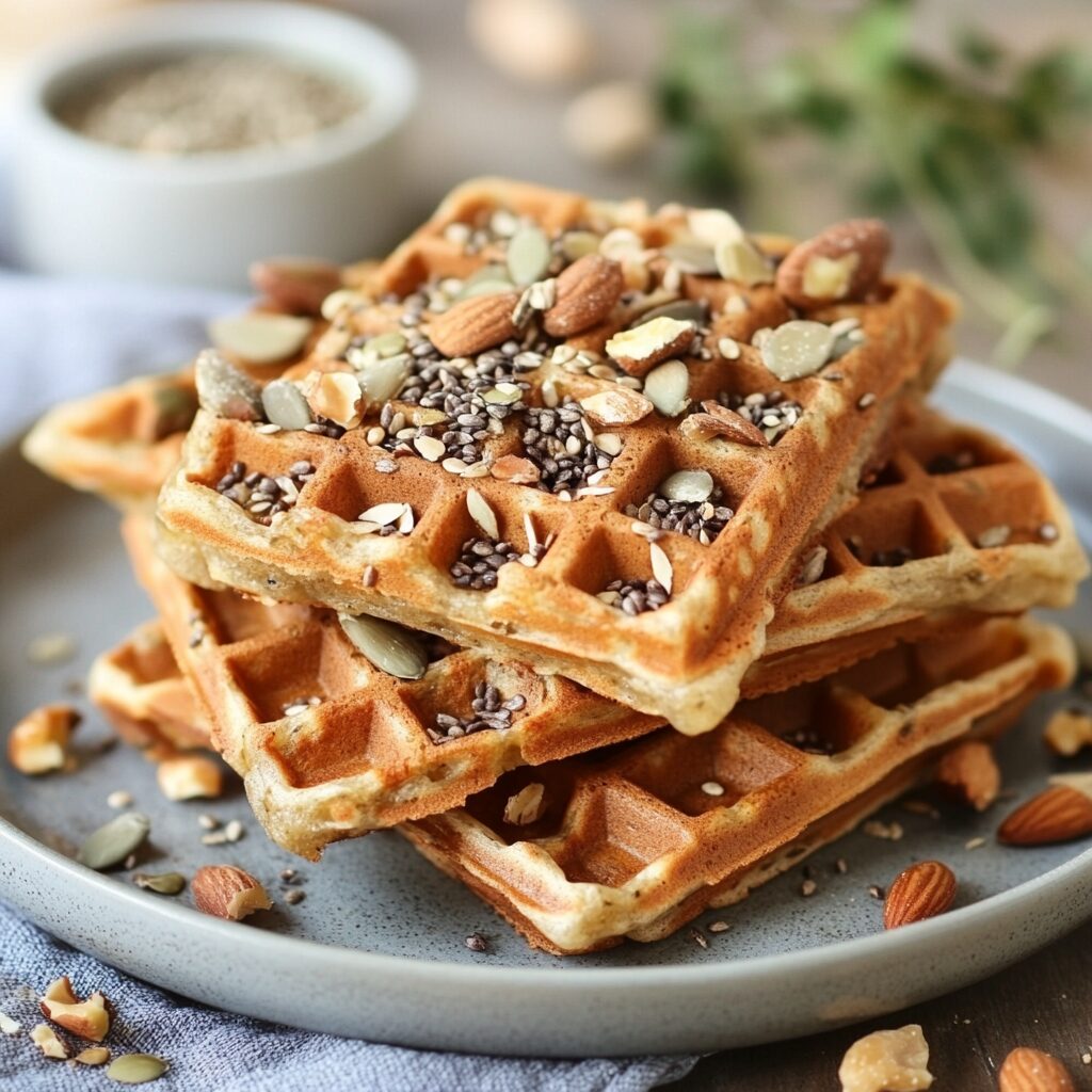 gaufres avec noix et graines