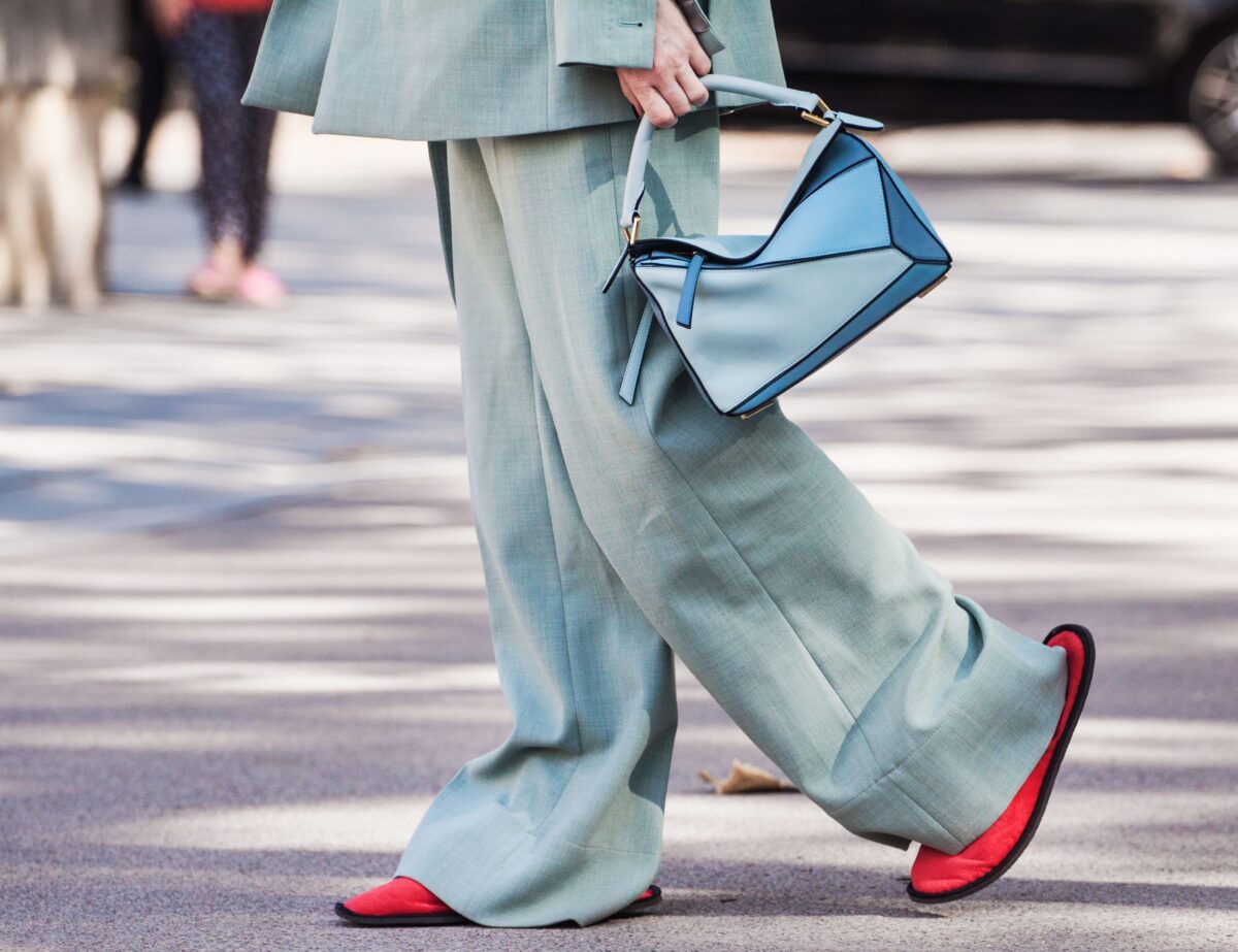 mode pantalon large bleu